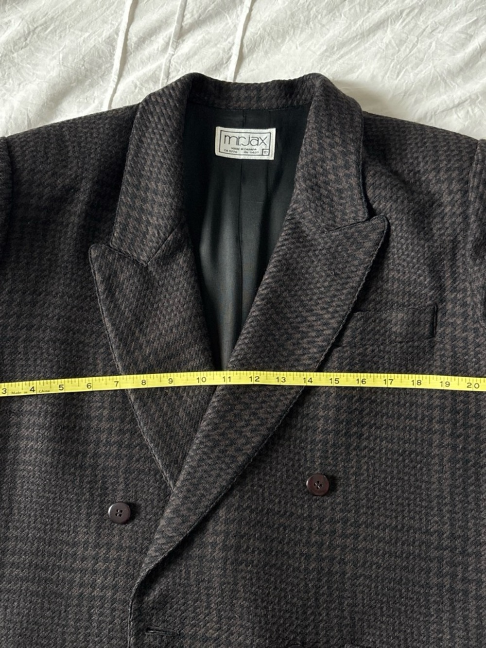 Classic brown black herringbone Double-Breasted Women's Blazer and Skirt Set